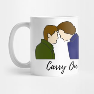 sam and dean carry on, dean death barn scene forehead touch, supernatural finale Mug